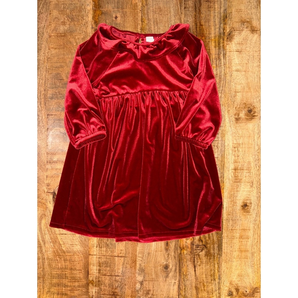 Baby Gap Girls Size 5 Red Velvet Dress Long Sleeve Ruffle Holiday Christmas
